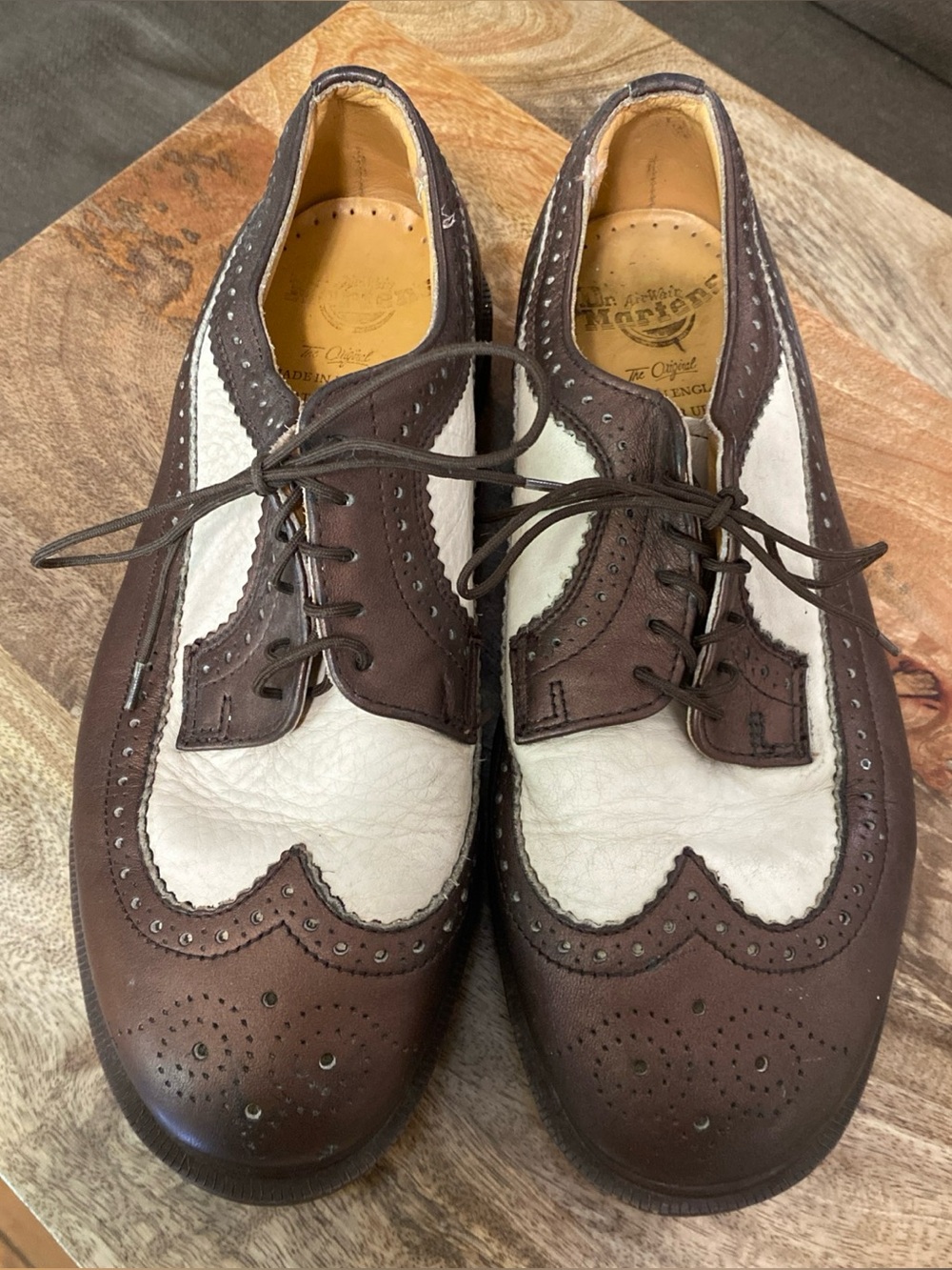 Vintage Dr Martens 3989 Brown White Wingtip Oxford Shoes England Women’s 7 US 9